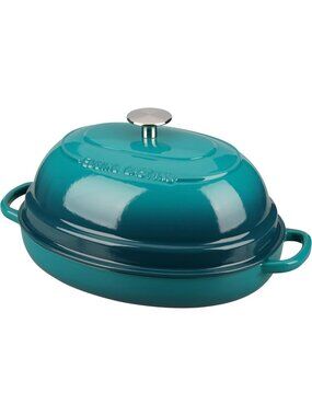 Darkcyan 6QT Oval Cast Iron Dutch Oven Pot with Lid Bread Dutch Oven Baking Pan